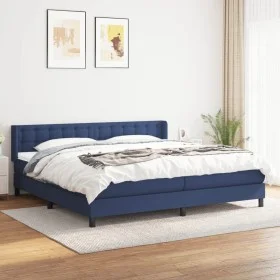 Box spring bed with blue fabric mattress 200x200 cm by , Beds and slatted bases - Ref: Foro24-3130063, Price: 586,72 €, Disco...