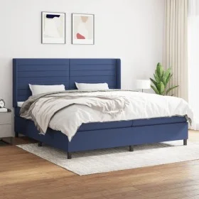 Box spring bed with blue fabric mattress 200x200 cm by , Beds and slatted bases - Ref: Foro24-3131543, Price: 688,21 €, Disco...