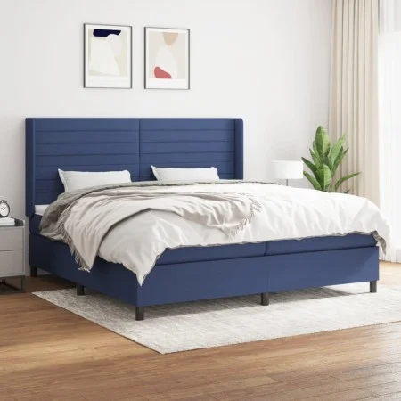 Box spring bed with blue fabric mattress 200x200 cm by , Beds and slatted bases - Ref: Foro24-3131543, Price: 688,21 €, Disco...
