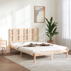 Estructura de cama sin colchón madera maciza de pino 140x190 cm Estructura de cama sin colchón madera maciza de pino 140x190 cm
