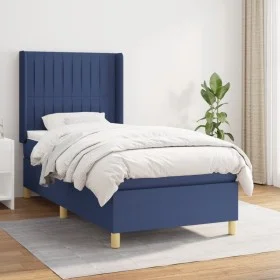 Box spring bed with blue fabric mattress 100x200 cm by , Beds and slatted bases - Ref: Foro24-3132135, Price: 345,96 €, Disco...