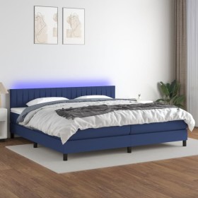 Box spring bed mattress and LED lights blue fabric 200x200 cm by , Beds and slatted bases - Ref: Foro24-3133347, Price: 592,4...
