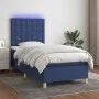 Box spring bed mattress and LED lights blue fabric 100x200 cm by , Beds and slatted bases - Ref: Foro24-3135739, Price: 349,5...