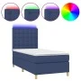 Box spring bed mattress and LED lights blue fabric 100x200 cm by , Beds and slatted bases - Ref: Foro24-3135739, Price: 349,5...