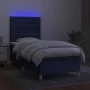 Box spring bed mattress and LED lights blue fabric 100x200 cm by , Beds and slatted bases - Ref: Foro24-3135739, Price: 349,5...