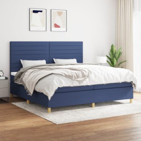Box spring bed with blue fabric mattress 200x200 cm by , Beds and slatted bases - Ref: Foro24-3142447, Price: 652,63 €, Disco...