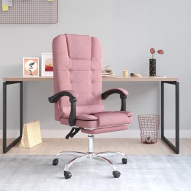 Silla de oficina reclinable con masaje terciopelo rosa