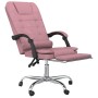 Silla de oficina reclinable con masaje terciopelo rosa