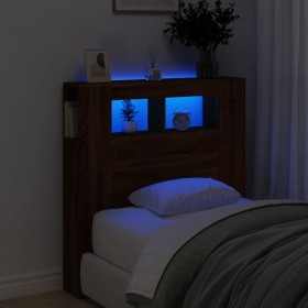 LED-Kopfteil aus Holzwerkstoff, braune Eiche, 100 x 18,5 x 103,5 cm von , Kopf- und Fußteile - Ref: Foro24-837336, Preis: 59,...