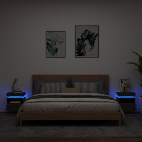 Mesitas de noche con luces LED 2 unidades negro 40x39x48,5 cm