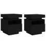 Bedside tables with LED lights 2 units black 40x39x48.5 cm by , Nightstands - Ref: Foro24-836787, Price: 91,51 €, Discount: %
