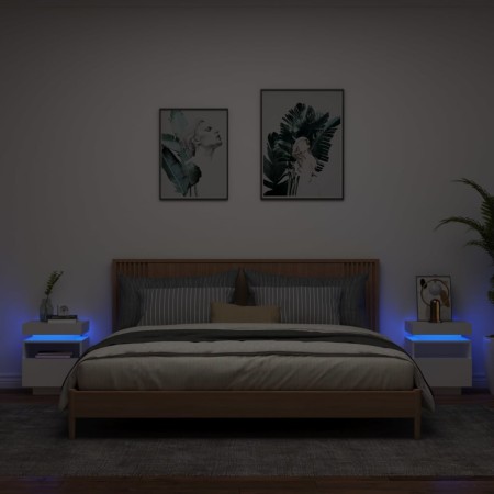 Nachttische mit LED-Leuchten 2 Einheiten weiß 40x39x48,5 cm von , Nachttische - Ref: Foro24-836785, Preis: 100,56 €, Rabatt: %