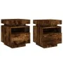 Bedside tables with LED lights 2 units smoked oak 40x39x48.5cm by , Nightstands - Ref: Foro24-836793, Price: 88,57 €, Discoun...