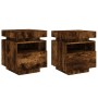 Mesitas de noche con luces LED 2 uds roble ahumado 40x39x48,5cm de , Mesitas de noche - Ref: Foro24-836793, Precio: 87,31 €, ...