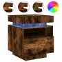 Bedside tables with LED lights 2 units smoked oak 40x39x48.5cm by , Nightstands - Ref: Foro24-836793, Price: 88,57 €, Discoun...