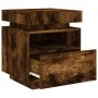 Bedside tables with LED lights 2 units smoked oak 40x39x48.5cm by , Nightstands - Ref: Foro24-836793, Price: 88,57 €, Discoun...