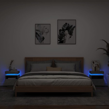 Nachttische mit LED-Lichtern, 2 Stück, Betongrau, 40x39x48,5 cm. von , Nachttische - Ref: Foro24-836791, Preis: 97,48 €, Raba...