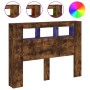 Cabecero LED madera ingeniería roble ahumado 140x18,5x103,5 cm de , Cabeceros y pies de cama - Ref: Foro24-837348, Precio: 82...
