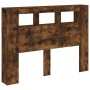 Cabecero LED madera ingeniería roble ahumado 140x18,5x103,5 cm de , Cabeceros y pies de cama - Ref: Foro24-837348, Precio: 81...