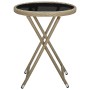 Mesa de centro de ratán sintético y vidrio templado beige 60 cm