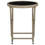Mesa de centro de ratán sintético y vidrio templado beige 60 cm