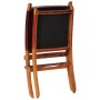 Silla de relax plegable cuero auténtico marrón oscuro