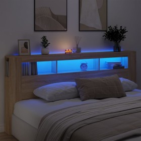 Cabecero LED madera ingeniería roble Sonoma 220x18,5x103,5 cm de , Cabeceros y pies de cama - Ref: Foro24-837374, Precio: 103...