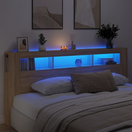 LED-Kopfteil aus Holzwerkstoff Sonoma-Eiche 220 x 18,5 x 103,5 cm von , Kopf- und Fußteile - Ref: Foro24-837374, Preis: 103,4...