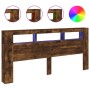 Cabecero LED madera ingeniería roble ahumado 220x18,5x103,5 cm de , Cabeceros y pies de cama - Ref: Foro24-837376, Precio: 11...