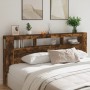 Cabecero LED madera ingeniería roble ahumado 220x18,5x103,5 cm de , Cabeceros y pies de cama - Ref: Foro24-837376, Precio: 11...