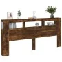 LED headboard engineered wood smoked oak 220x18.5x103.5 cm by , Headboards and footboards - Ref: Foro24-837376, Price: 105,60...