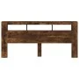 LED headboard engineered wood smoked oak 220x18.5x103.5 cm by , Headboards and footboards - Ref: Foro24-837376, Price: 105,60...