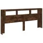 LED headboard engineered wood smoked oak 220x18.5x103.5 cm by , Headboards and footboards - Ref: Foro24-837376, Price: 105,60...
