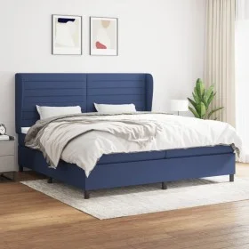 Box spring bed with blue fabric mattress 200x200 cm by , Beds and slatted bases - Ref: Foro24-3128075, Price: 706,19 €, Disco...