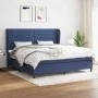 Box spring bed with blue fabric mattress 200x200 cm by , Beds and slatted bases - Ref: Foro24-3128075, Price: 706,19 €, Disco...