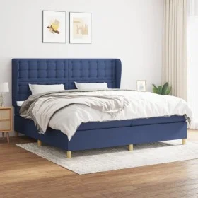 Box spring bed with blue fabric mattress 200x200 cm by , Beds and slatted bases - Ref: Foro24-3128875, Price: 658,65 €, Disco...