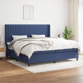 Box spring bed with blue fabric mattress 200x200 cm by , Beds and slatted bases - Ref: Foro24-3131623, Price: 687,87 €, Disco...
