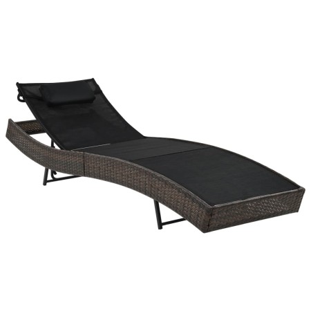 Lounger with brown PE rattan cushion by vidaXL, Loungers - Ref: Foro24-44716, Price: 117,66 €, Discount: %