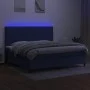 Box spring bed mattress and LED lights blue fabric 200x200 cm by , Beds and slatted bases - Ref: Foro24-3135067, Price: 679,2...