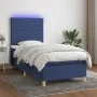 Box spring bed mattress and LED lights blue fabric 100x200 cm by , Beds and slatted bases - Ref: Foro24-3135499, Price: 347,4...