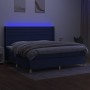 Box spring bed mattress and LED lights blue fabric 200x200 cm by , Beds and slatted bases - Ref: Foro24-3138987, Price: 677,7...