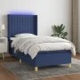 Box spring bed mattress and LED lights blue fabric 100x200 cm by , Beds and slatted bases - Ref: Foro24-3139019, Price: 356,6...