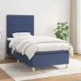 Box spring bed with blue fabric mattress 100x200 cm by , Beds and slatted bases - Ref: Foro24-3142399, Price: 341,81 €, Disco...