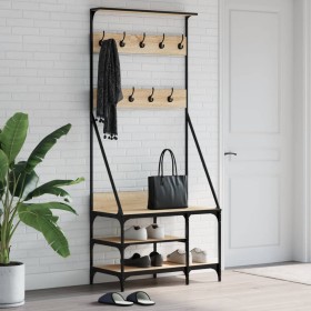 Coat rack with Sonoma oak shoe rack 80x40x184 cm by , Dresser Organizers and Bar Hangers - Ref: Foro24-837863, Price: 70,77 €...