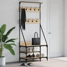 Coat rack with Sonoma oak shoe rack 80x40x184 cm by , Dresser Organizers and Bar Hangers - Ref: Foro24-837863, Price: 69,93 €...