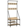 Garderobe mit Schuhregal aus Sonoma-Eiche 80x40x184 cm von , Kommoden-Organizer und Bar-Kleiderbügel - Ref: Foro24-837863, Pr...