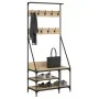 Coat rack with Sonoma oak shoe rack 80x40x184 cm by , Dresser Organizers and Bar Hangers - Ref: Foro24-837863, Price: 69,93 €...