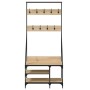 Garderobe mit Schuhregal aus Sonoma-Eiche 80x40x184 cm von , Kommoden-Organizer und Bar-Kleiderbügel - Ref: Foro24-837863, Pr...