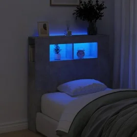Concrete gray engineered wood LED headboard 100x18.5x103.5 cm by , Headboards and footboards - Ref: Foro24-837333, Price: 61,...