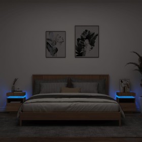 Bedside tables with LED lights 2 pcs Sonoma oak 40x39x48.5 cm by , Nightstands - Ref: Foro24-836789, Price: 97,78 €, Discount: %